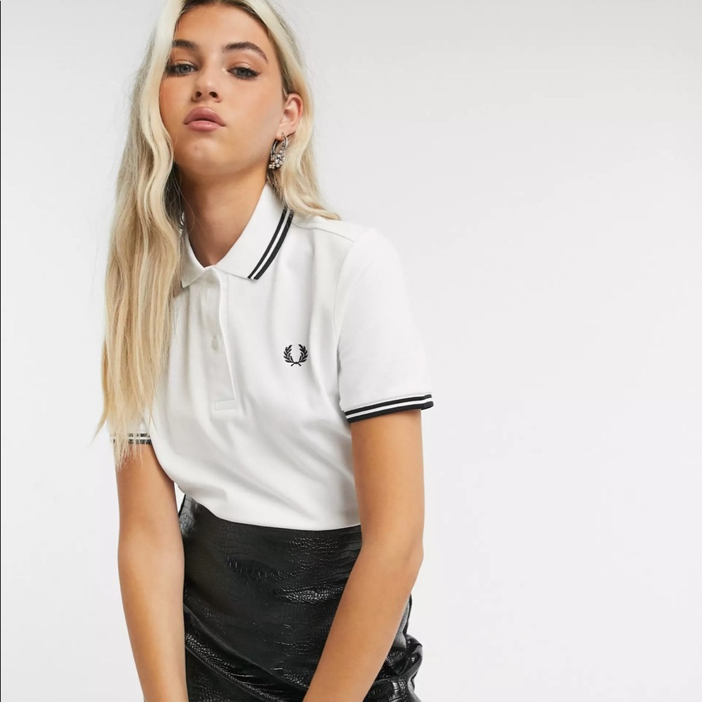NEW Fred Perry twin twipped polo shirt in white US Size 2